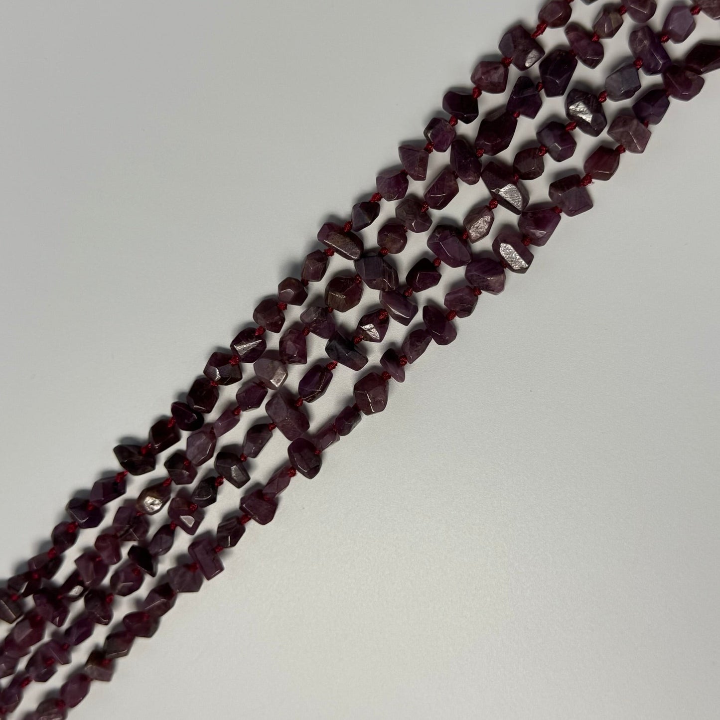 Ruby Faceted Freeform Stone Beads