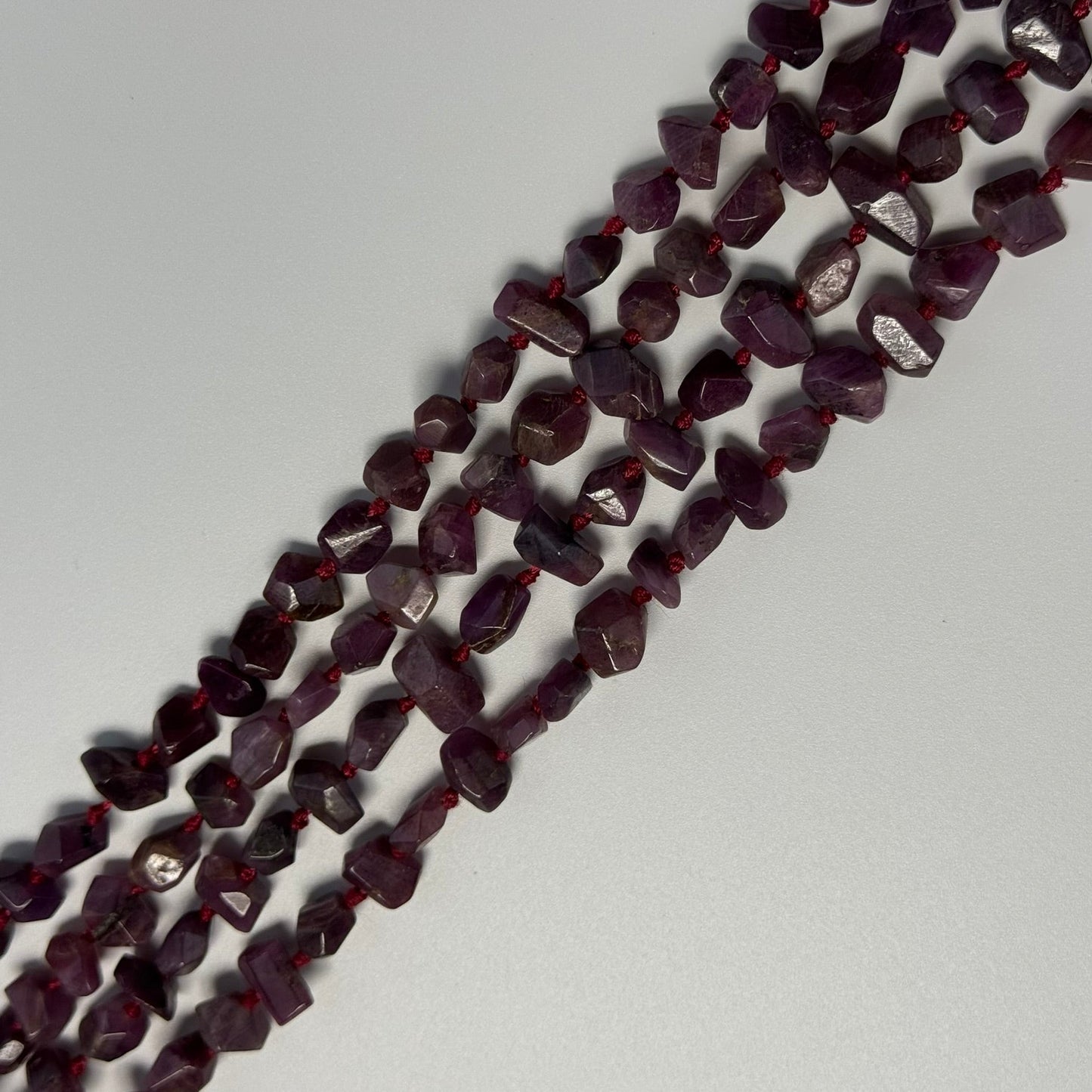 Ruby Faceted Freeform Stone Beads