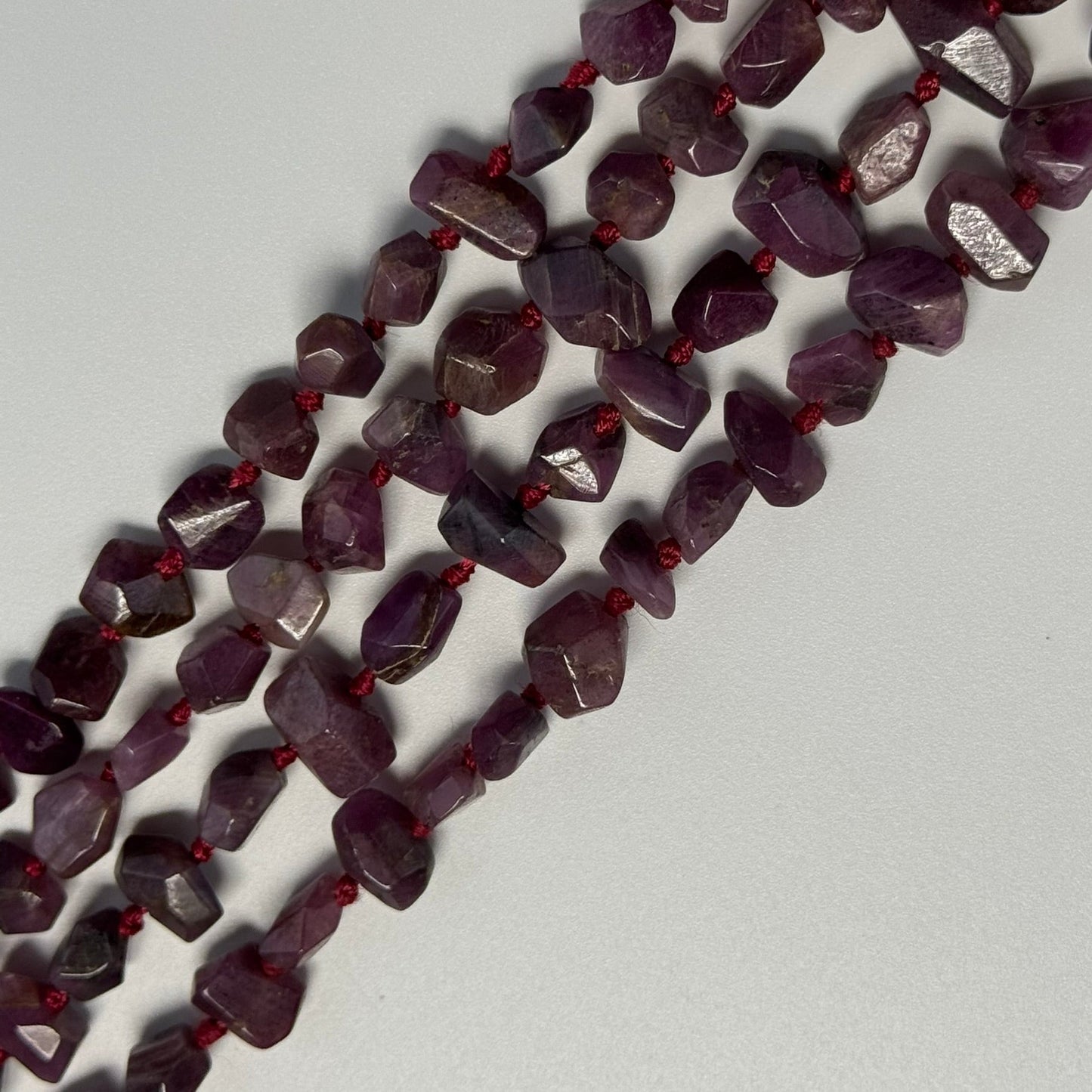 Ruby Faceted Freeform Stone Beads