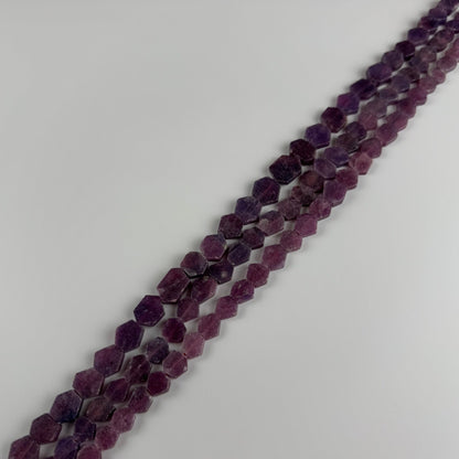 Ruby Natural Crystal Flat Polished Hexagonal Stone Beads - (AAA Quality)