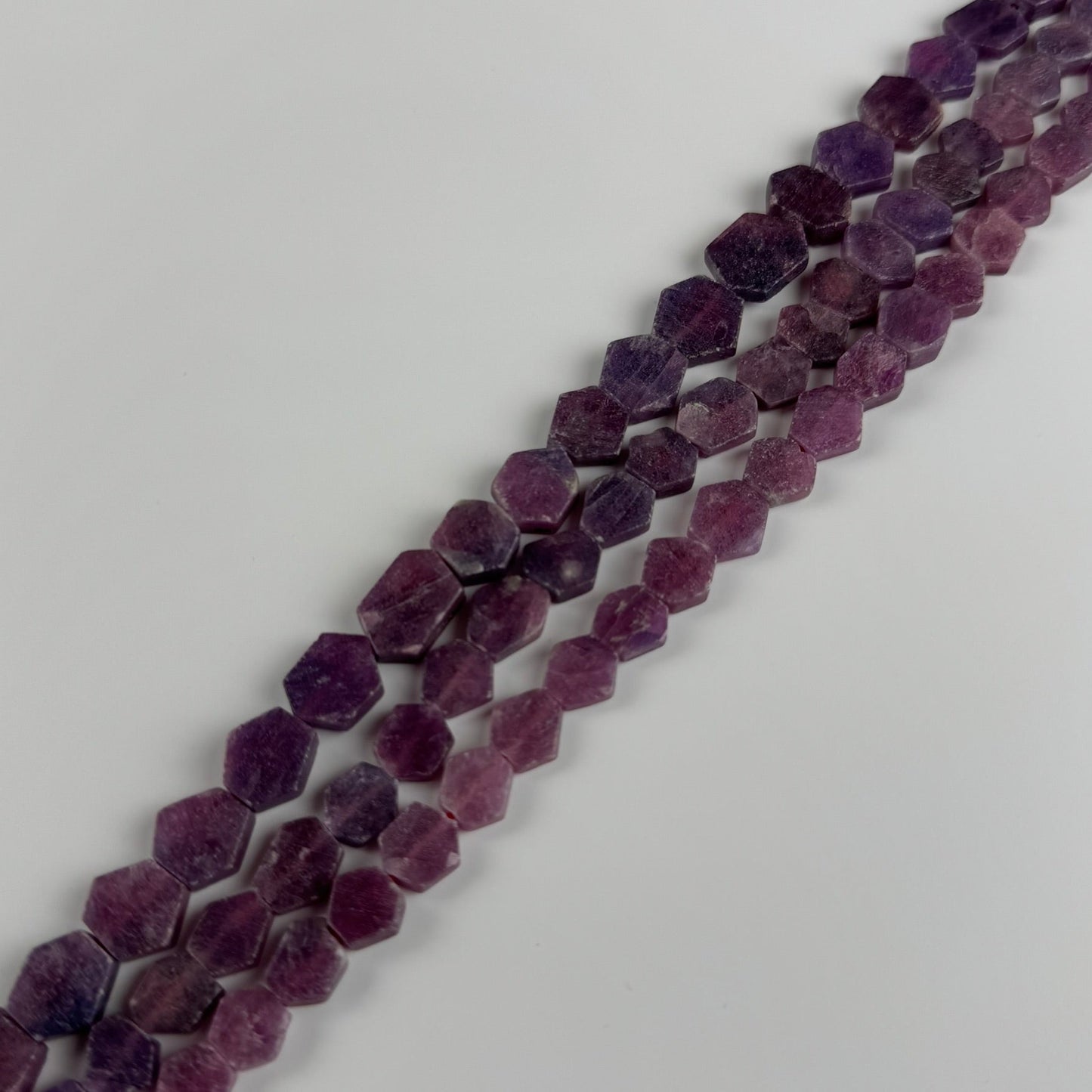 Ruby Natural Crystal Flat Polished Hexagonal Stone Beads - (AAA Quality)