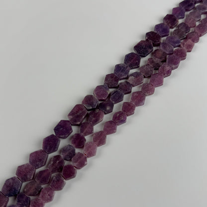 Ruby Natural Crystal Flat Polished Hexagonal Stone Beads - (AAA Quality)