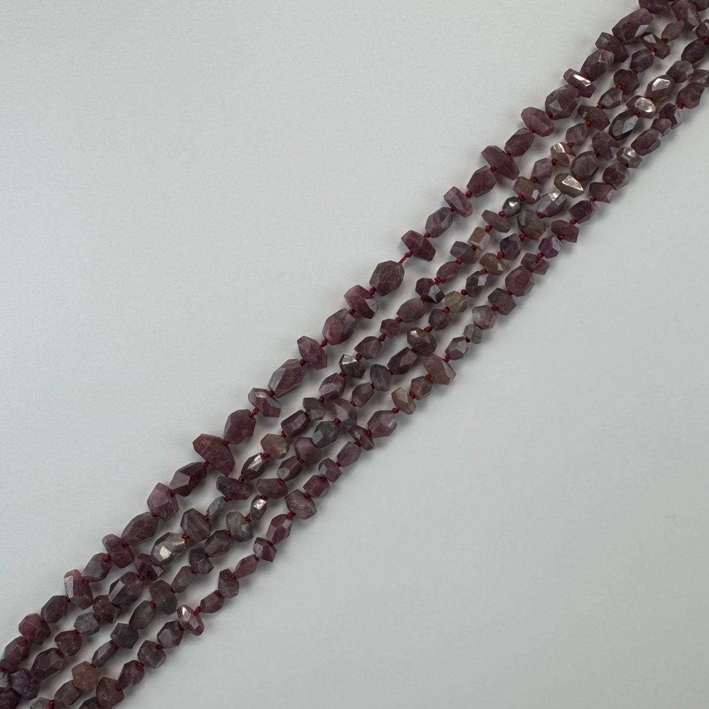 Ruby Faceted Freeform Stone Beads