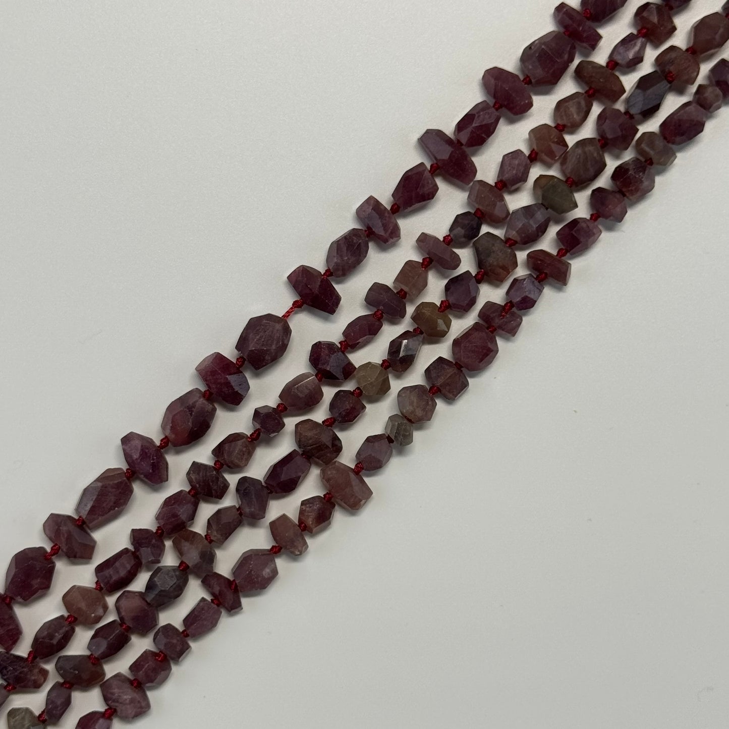 Ruby Faceted Freeform Stone Beads