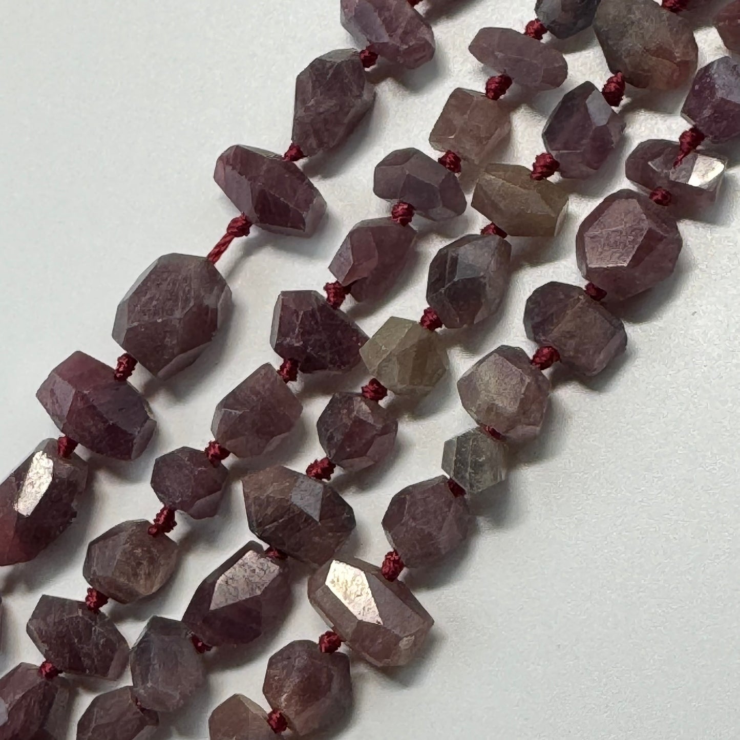 Ruby Faceted Freeform Stone Beads