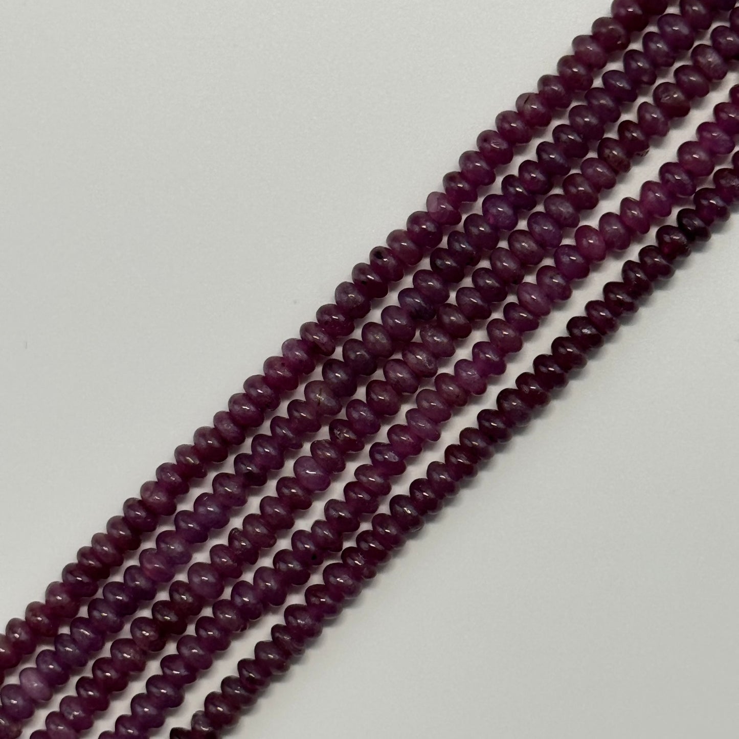 Ruby Smooth Rondelle Stone Beads - (AAA Quality)