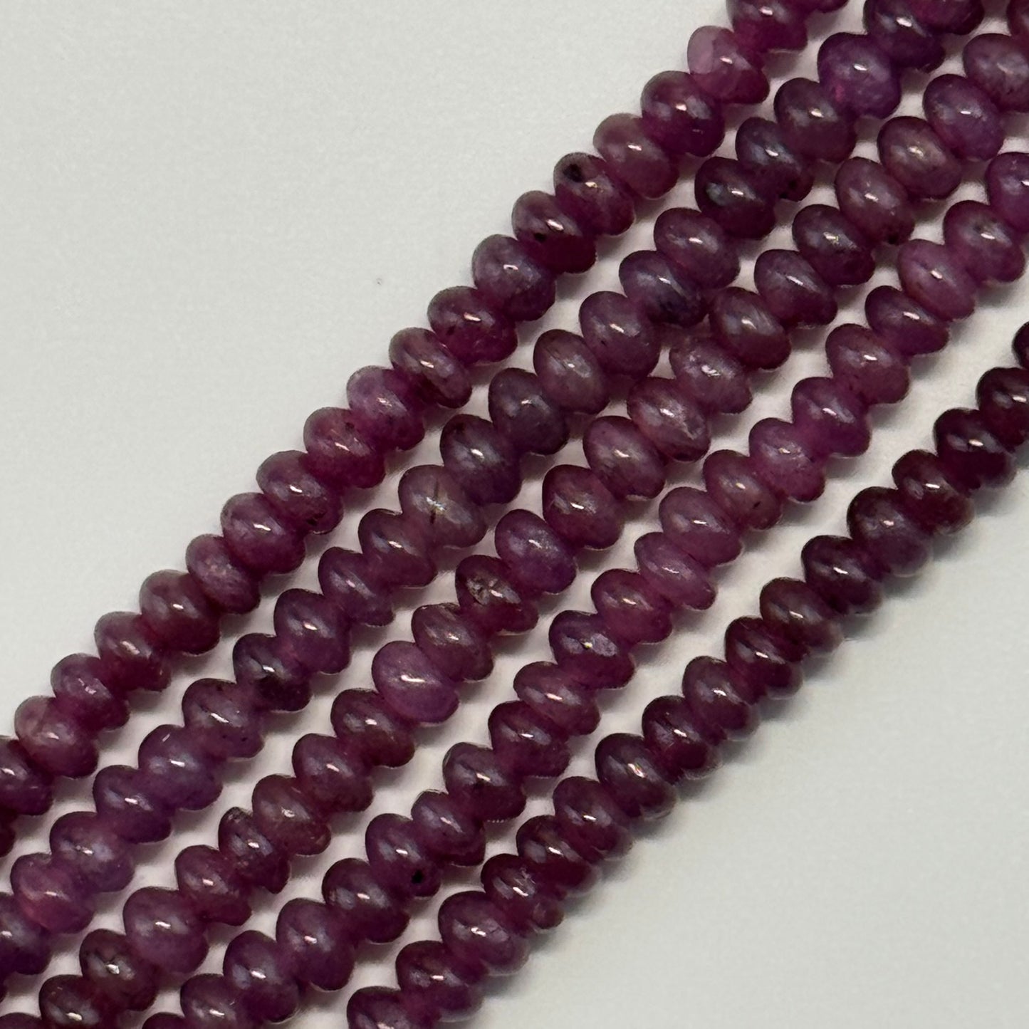Ruby Smooth Rondelle Stone Beads - (AAA Quality)