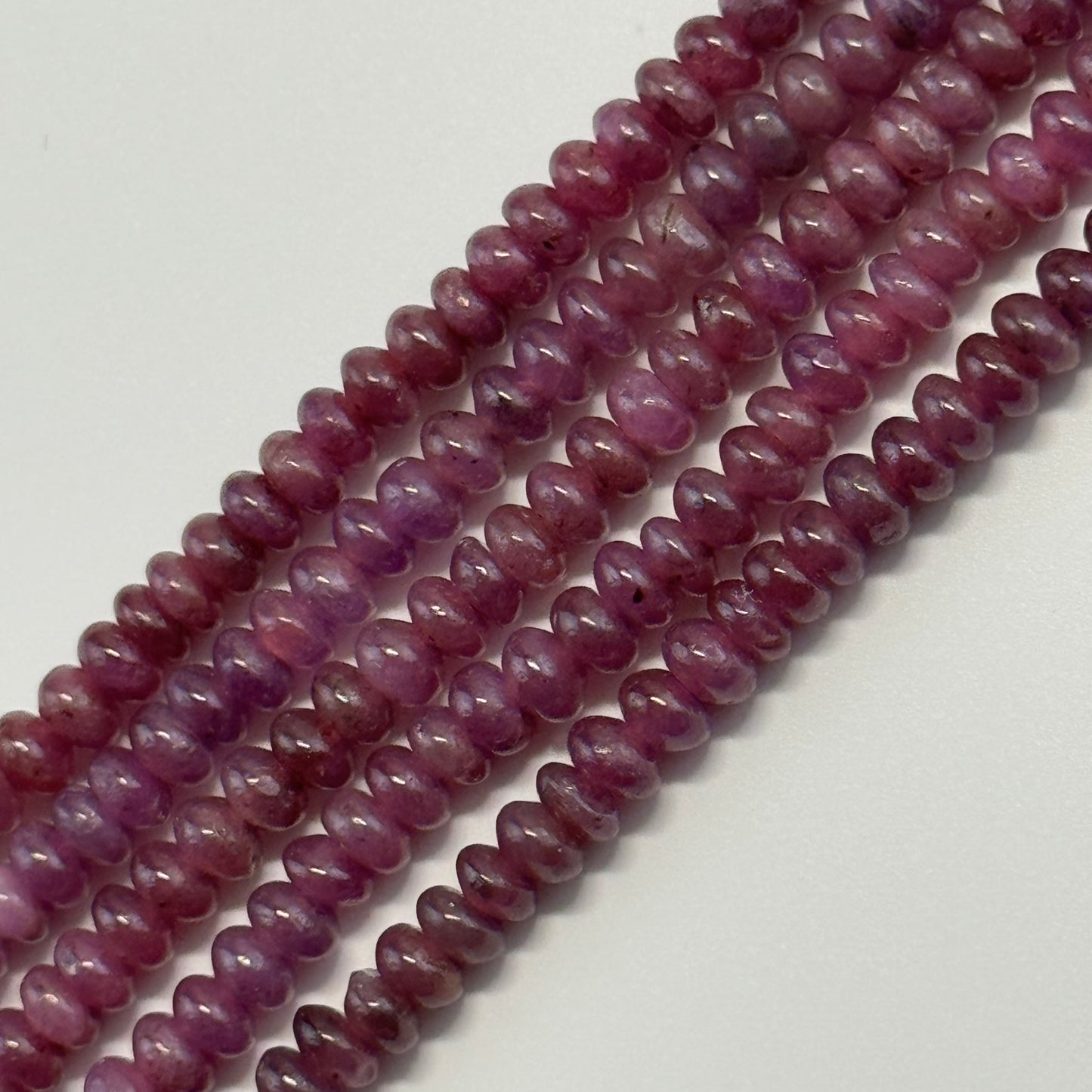 Ruby Smooth Rondelle Stone Beads - (AAA Quality)