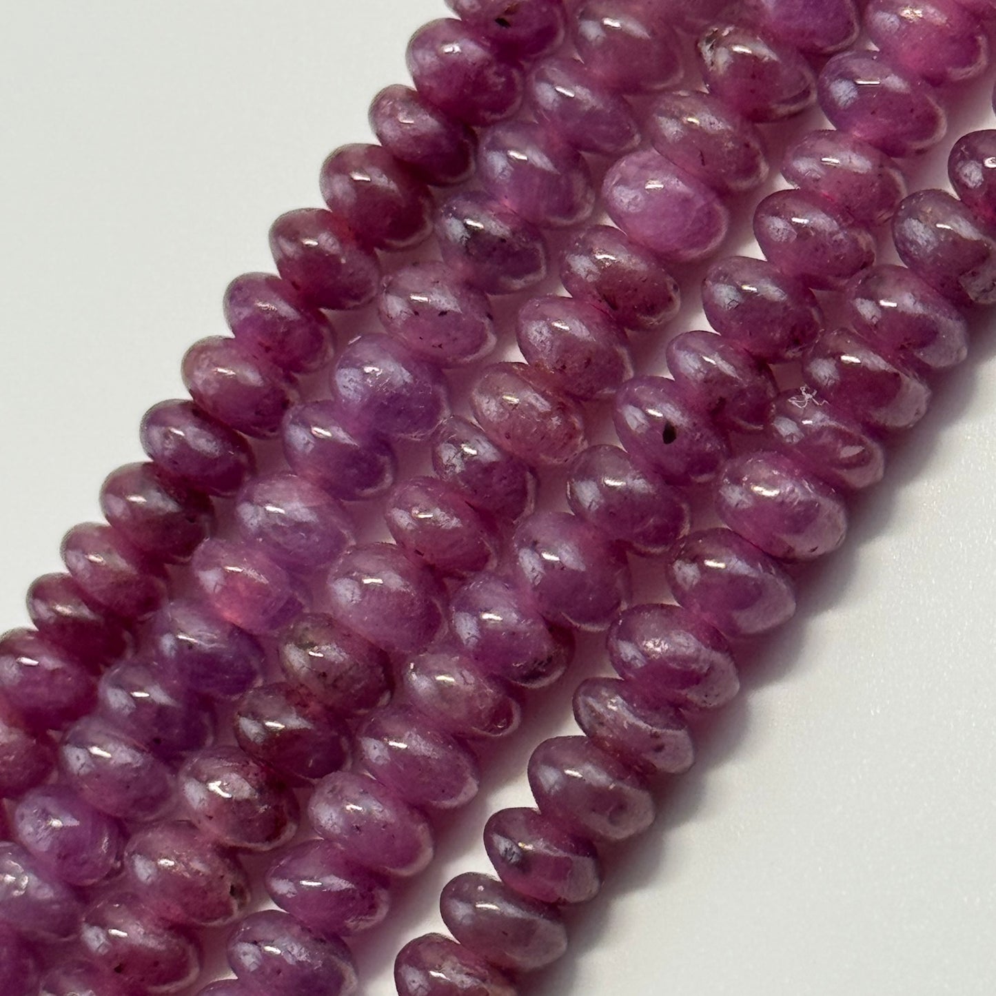 Ruby Smooth Rondelle Stone Beads - (AAA Quality)