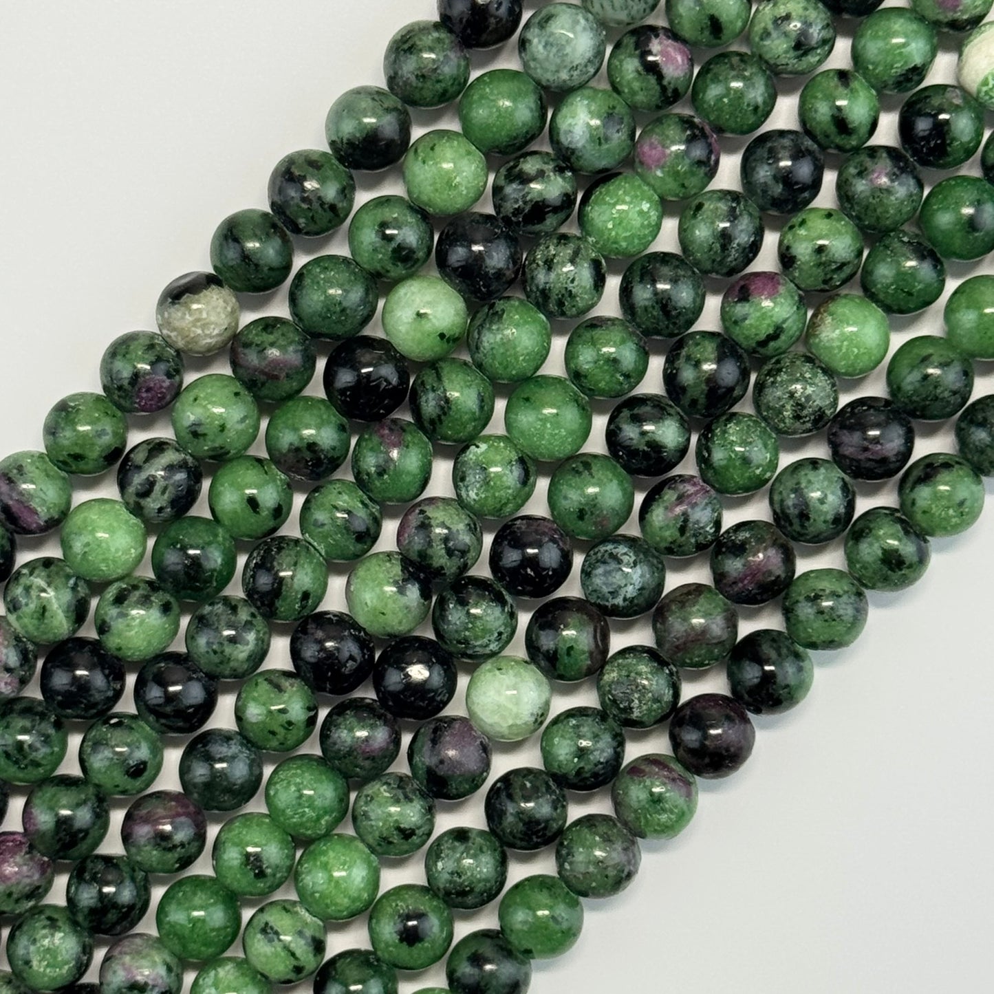 Ruby Zoisite Polished Round Beads - (A Quality)