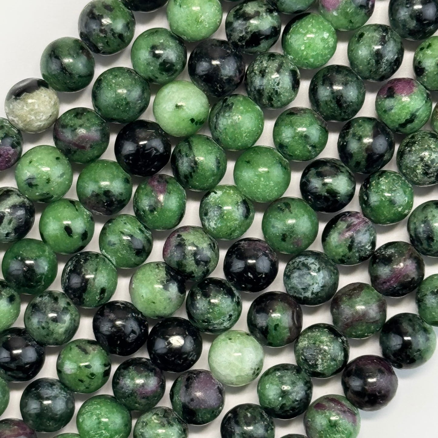 Ruby Zoisite Polished Round Beads - (A Quality)