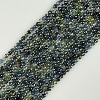 Australian Sapphire Faceted Round Gemstone Beads - (AAAAA Quality)