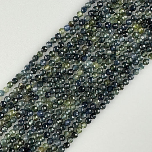 Australian Sapphire Faceted Round Beads - (AAAAA Quality)