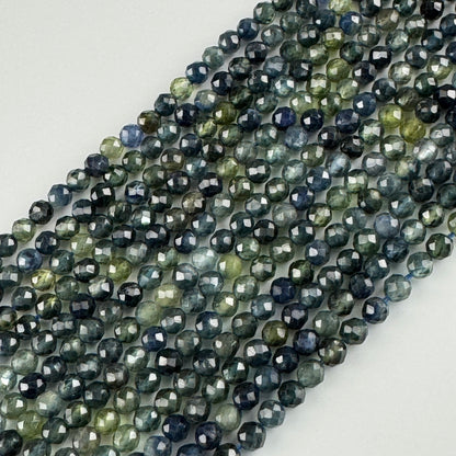 Australian Sapphire Faceted Round Gemstone Beads - (AAAAA Quality)