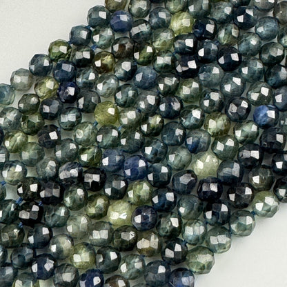 Australian Sapphire Faceted Round Gemstone Beads - (AAAAA Quality)