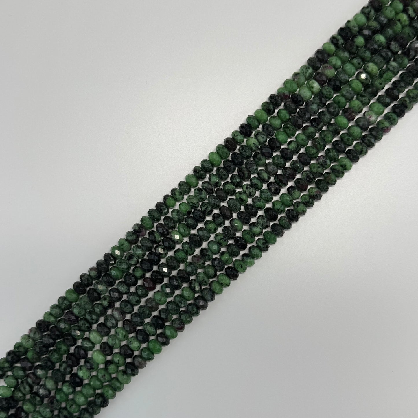 Ruby Zoisite Faceted Rondelle Beads - (A Quality)