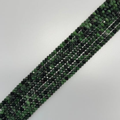 Ruby Zoisite Faceted Rondelle Gemstone Beads - (A Quality)