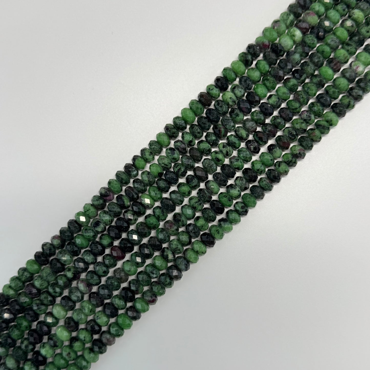 Ruby Zoisite Faceted Rondelle Beads - (A Quality)