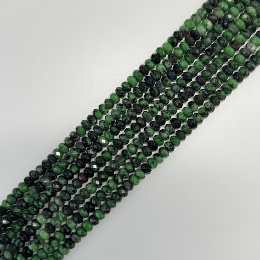 Ruby Zoisite Faceted Rondelle Gemstone Beads - (A Quality)