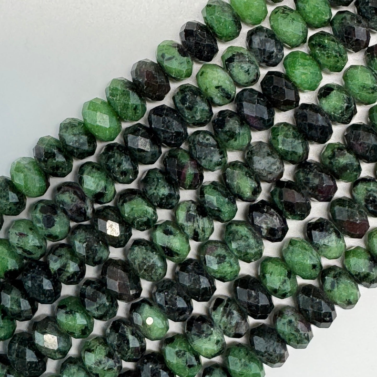 Ruby Zoisite Faceted Rondelle Beads - (A Quality)