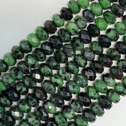 Ruby Zoisite Faceted Rondelle Gemstone Beads - (A Quality)