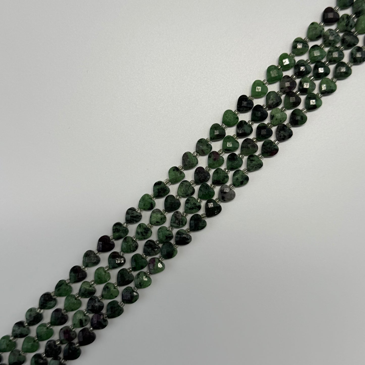Ruby Zoisite Faceted Heart Shaped Beads - (AA Quality)