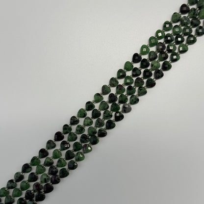 Ruby Zoisite Faceted Heart Shaped Gemstone Beads - (AA Quality)