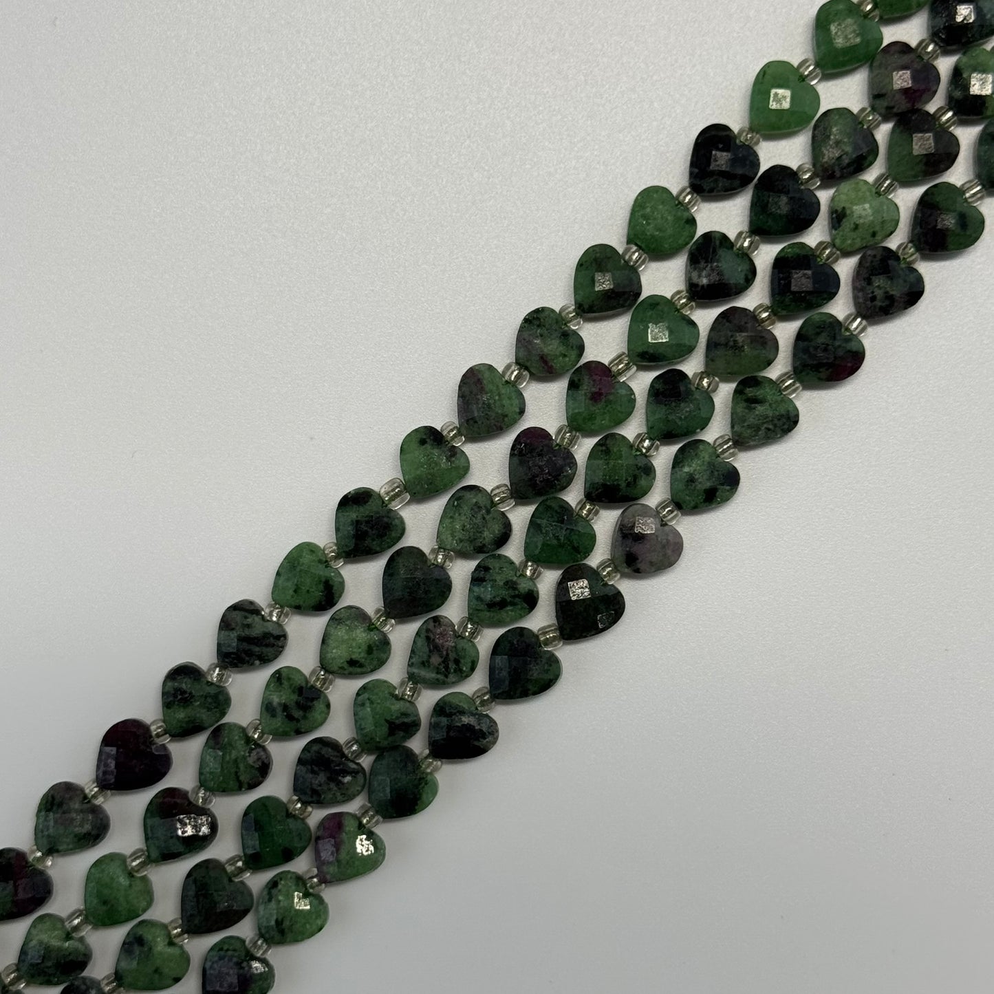 Ruby Zoisite Faceted Heart Shaped Beads - (AA Quality)
