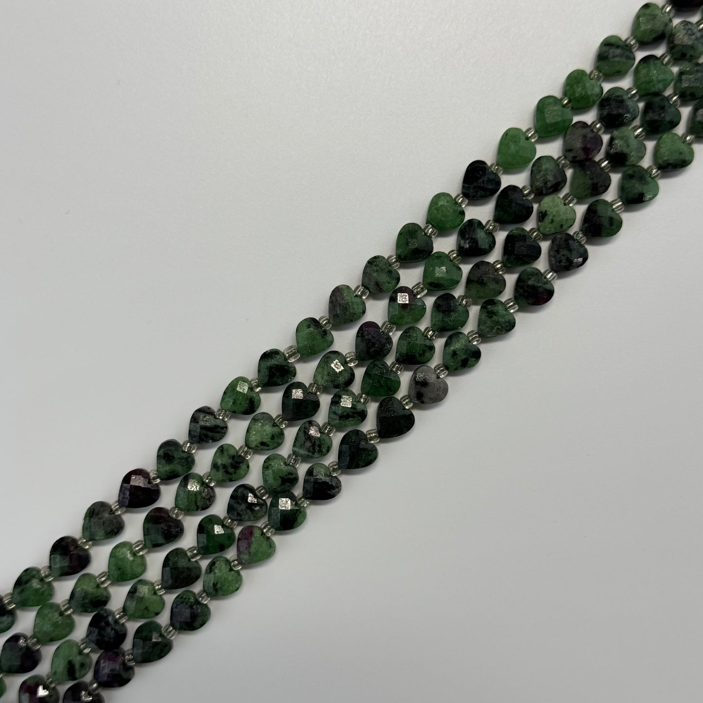 Ruby Zoisite Faceted Heart Shaped Beads - (AA Quality)