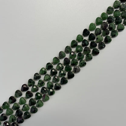 Ruby Zoisite Faceted Heart Shaped Gemstone Beads - (AA Quality)
