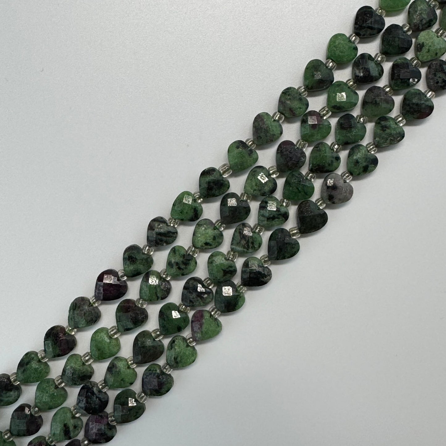 Ruby Zoisite Faceted Heart Shaped Beads - (AA Quality)