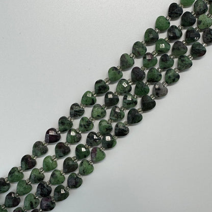 Ruby Zoisite Faceted Heart Shaped Gemstone Beads - (AA Quality)