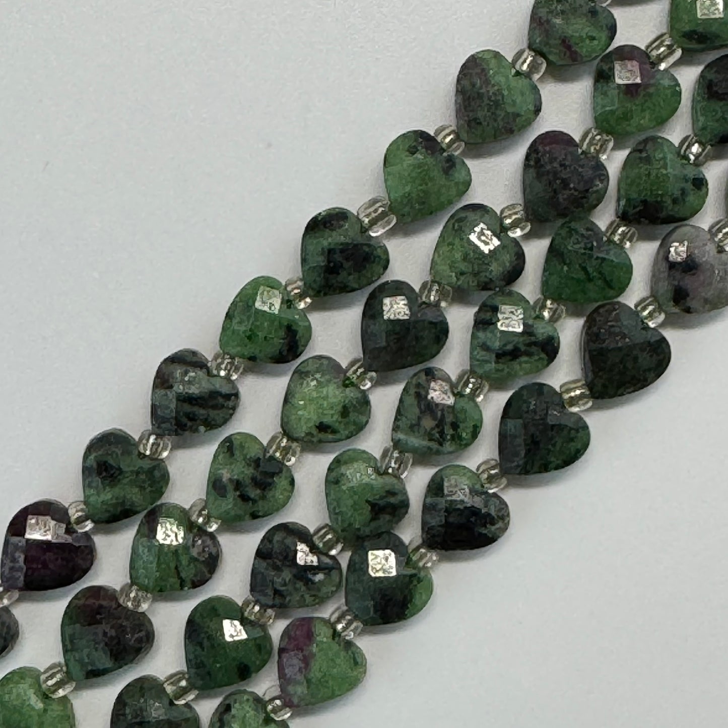 Ruby Zoisite Faceted Heart Shaped Beads - (AA Quality)