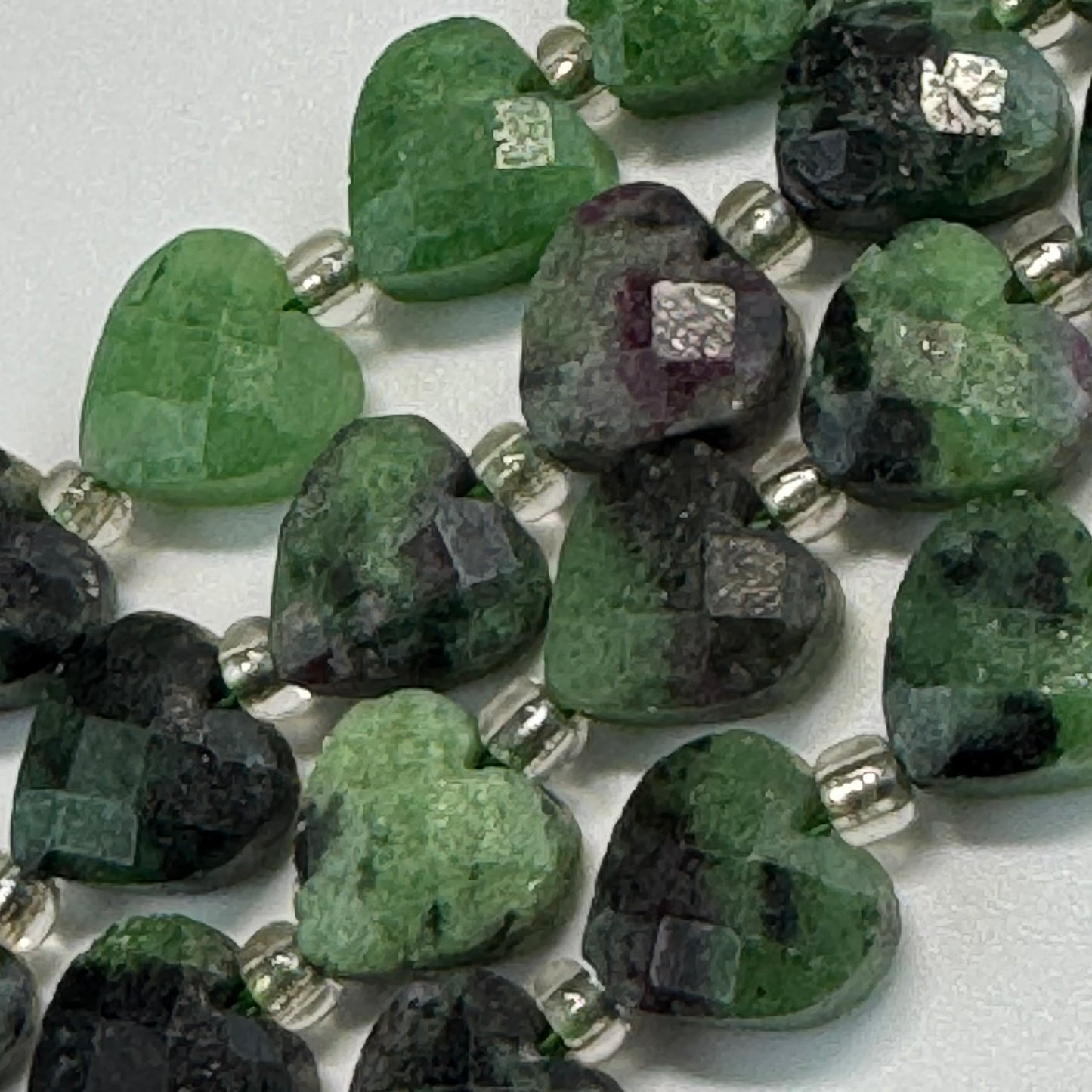 Ruby Zoisite Faceted Heart Shaped Beads - (AA Quality)
