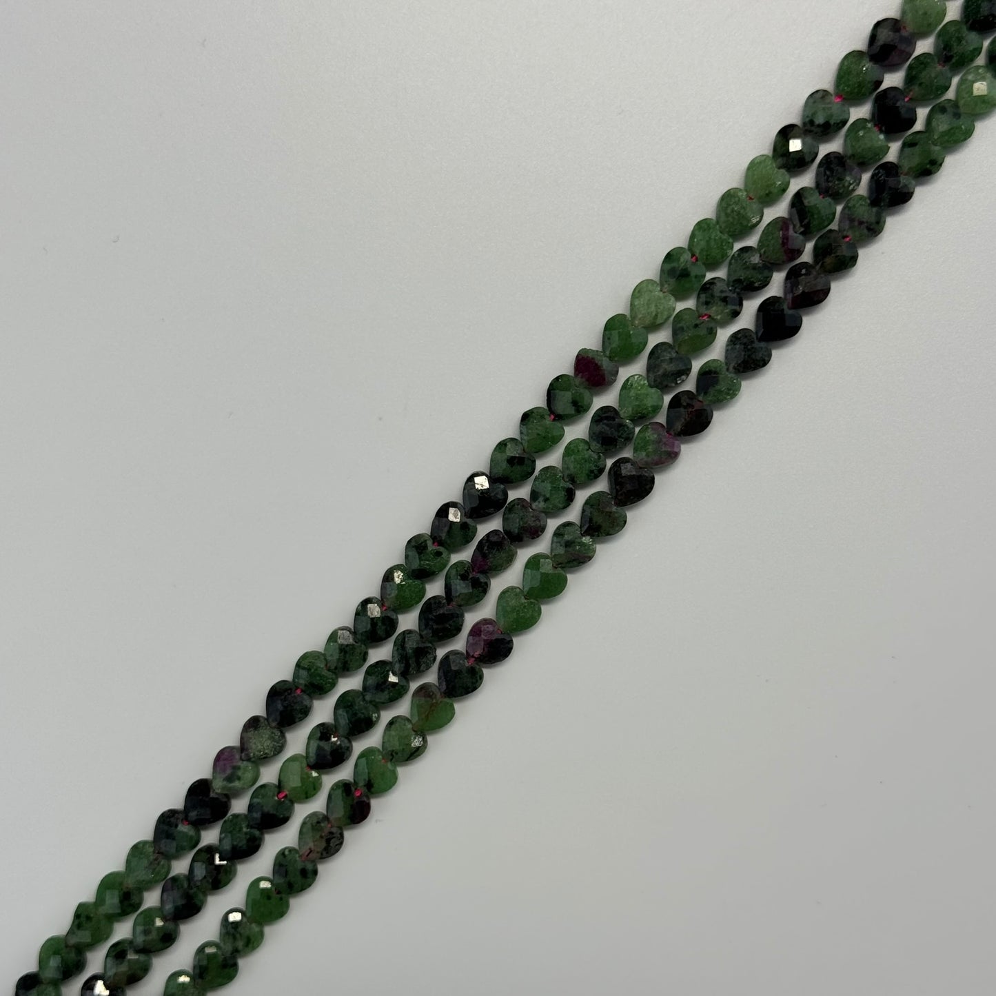 Ruby Zoisite Faceted Heart Shaped Beads - (AA Quality)