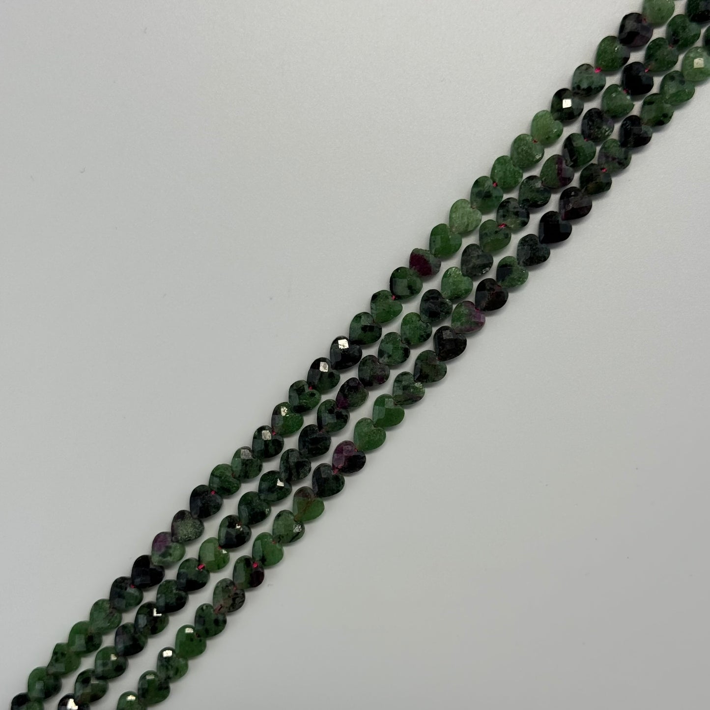 Ruby Zoisite Faceted Heart Shaped Beads - (AA Quality)