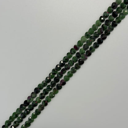 Ruby Zoisite Faceted Heart Shaped Gemstone Beads - (AA Quality)