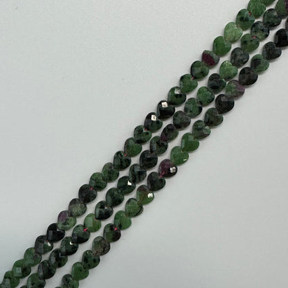 Ruby Zoisite Faceted Heart Shaped Gemstone Beads - (AA Quality)