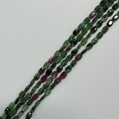 Ruby Zoisite Double Sided Faceted Oval Gemstone Beads - (AB Quality)