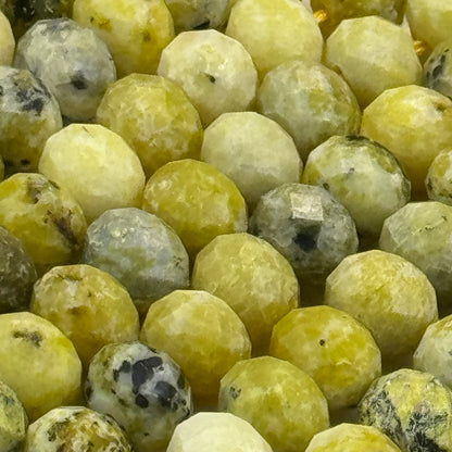 Faceted Dendritic Serpentine Rondelle Beads