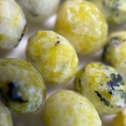 Faceted Dendritic Serpentine Rondelle Beads