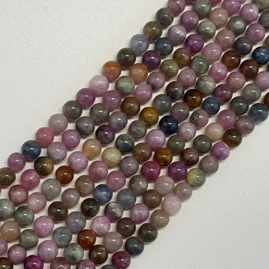 Ruby & Sapphire Polished Round Precious Stone Beads - (AA Quality)