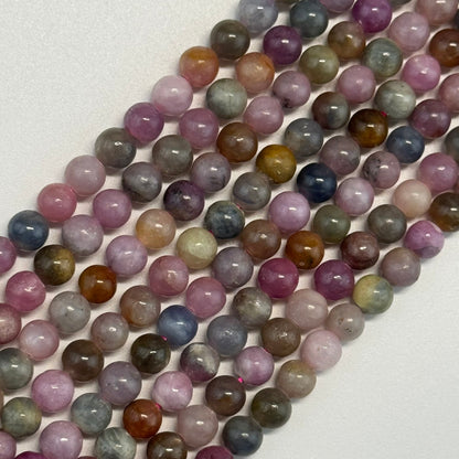 Ruby & Sapphire Polished Round Precious Stone Beads - (AA Quality)