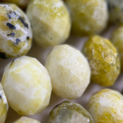 Faceted Dendritic Serpentine Rondelle Beads