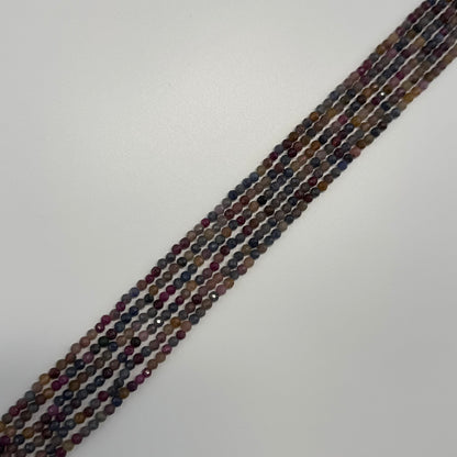 Ruby Sapphire Faceted Round Precious Stone Beads - (AA Quality)