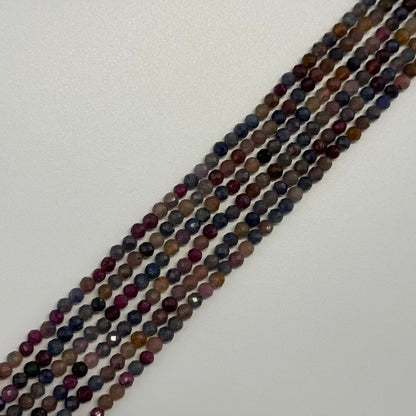 Ruby Sapphire Faceted Round Precious Stone Beads - (AA Quality)