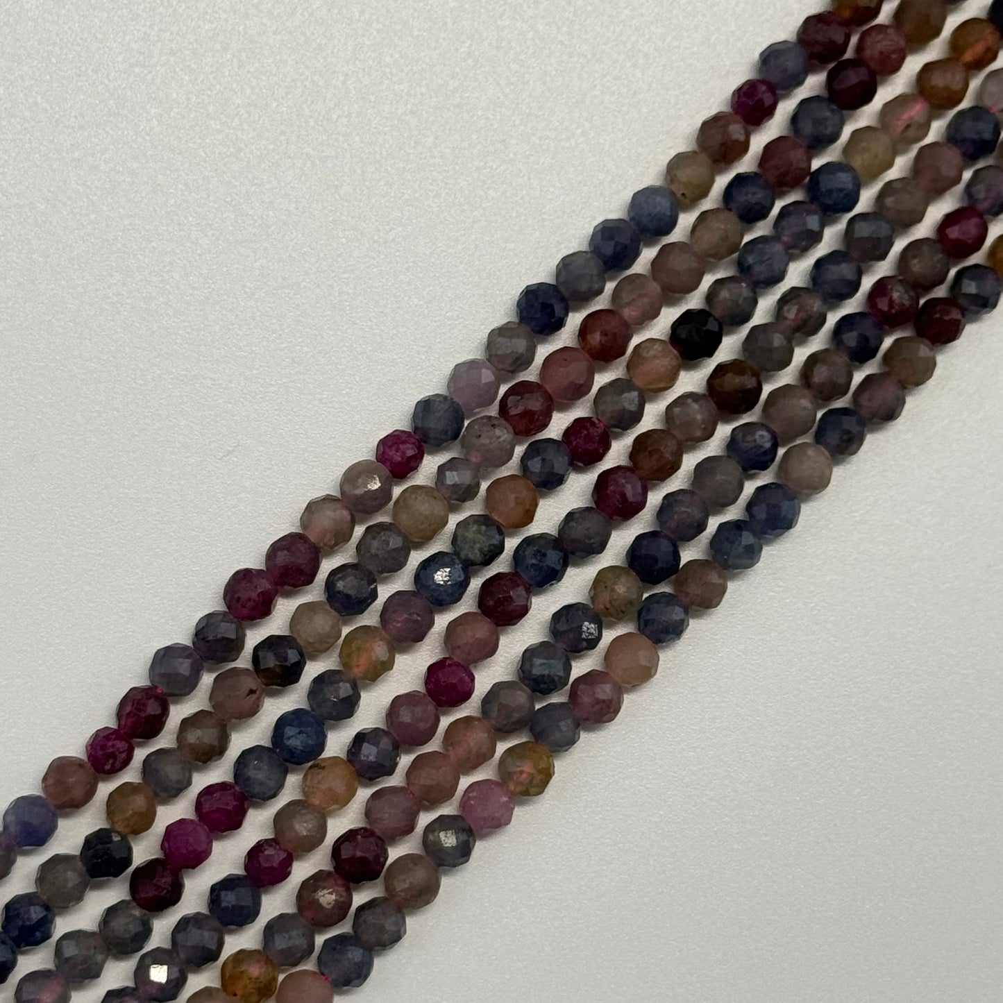 Ruby Sapphire Faceted Round Precious Stone Beads - (AA Quality)