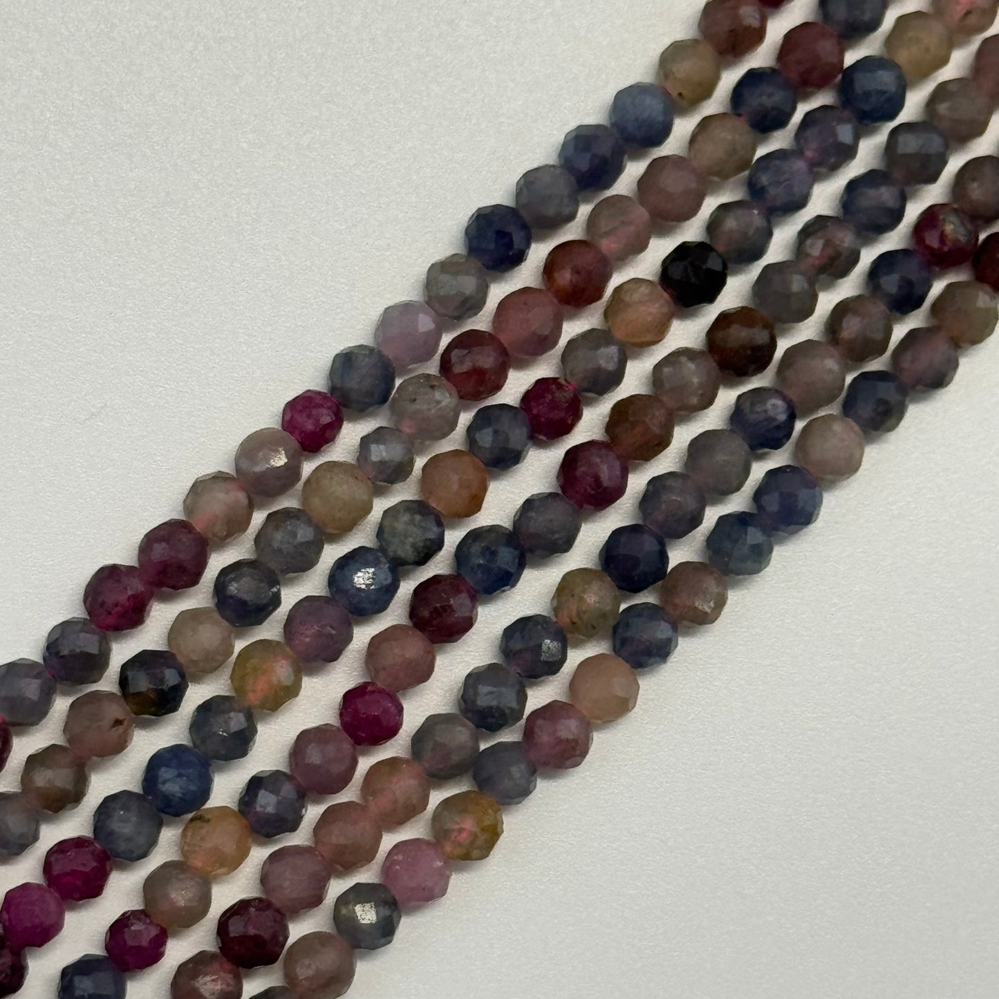 Ruby Sapphire Faceted Round Precious Stone Beads - (AA Quality)