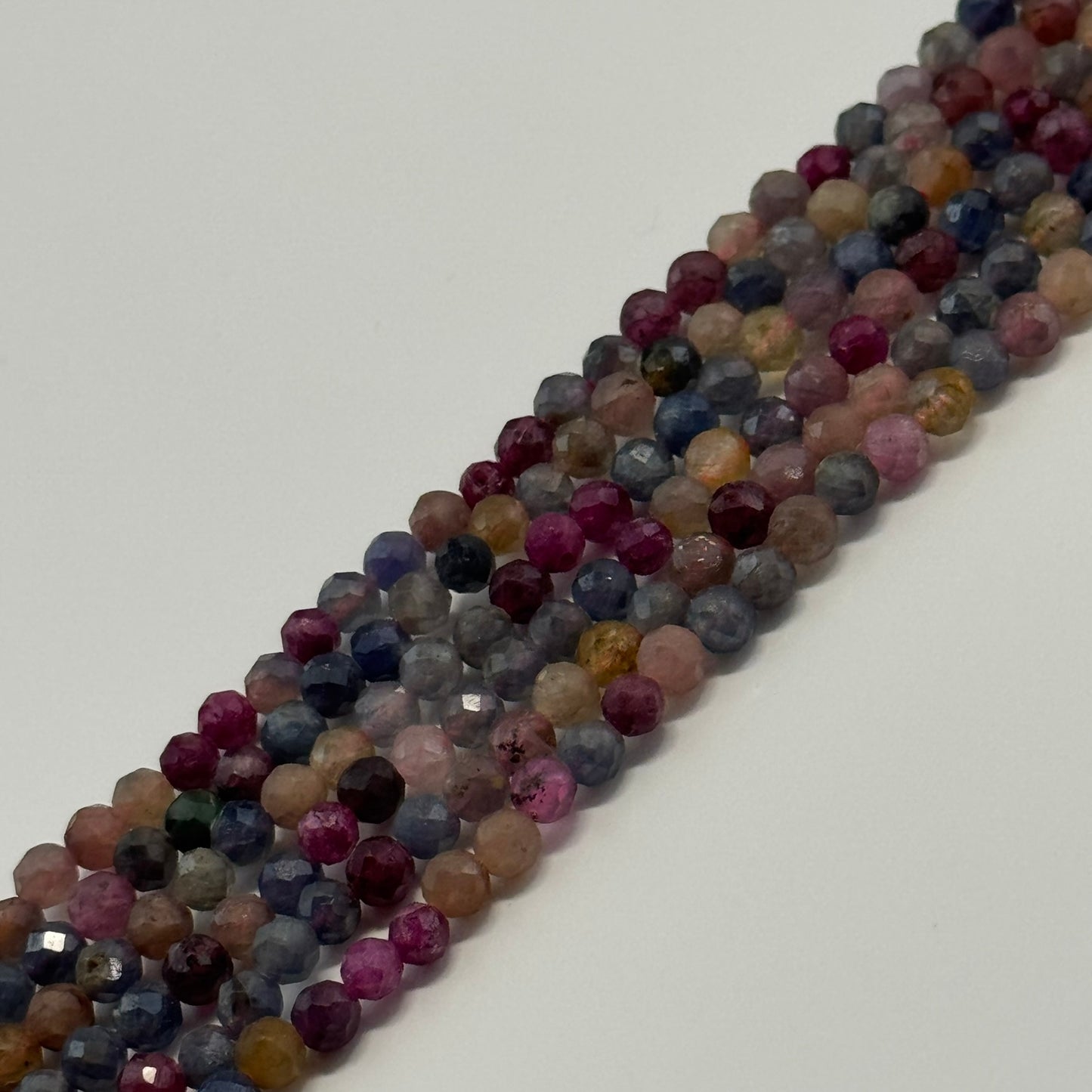 Ruby Sapphire Faceted Round Precious Stone Beads - (AA Quality)