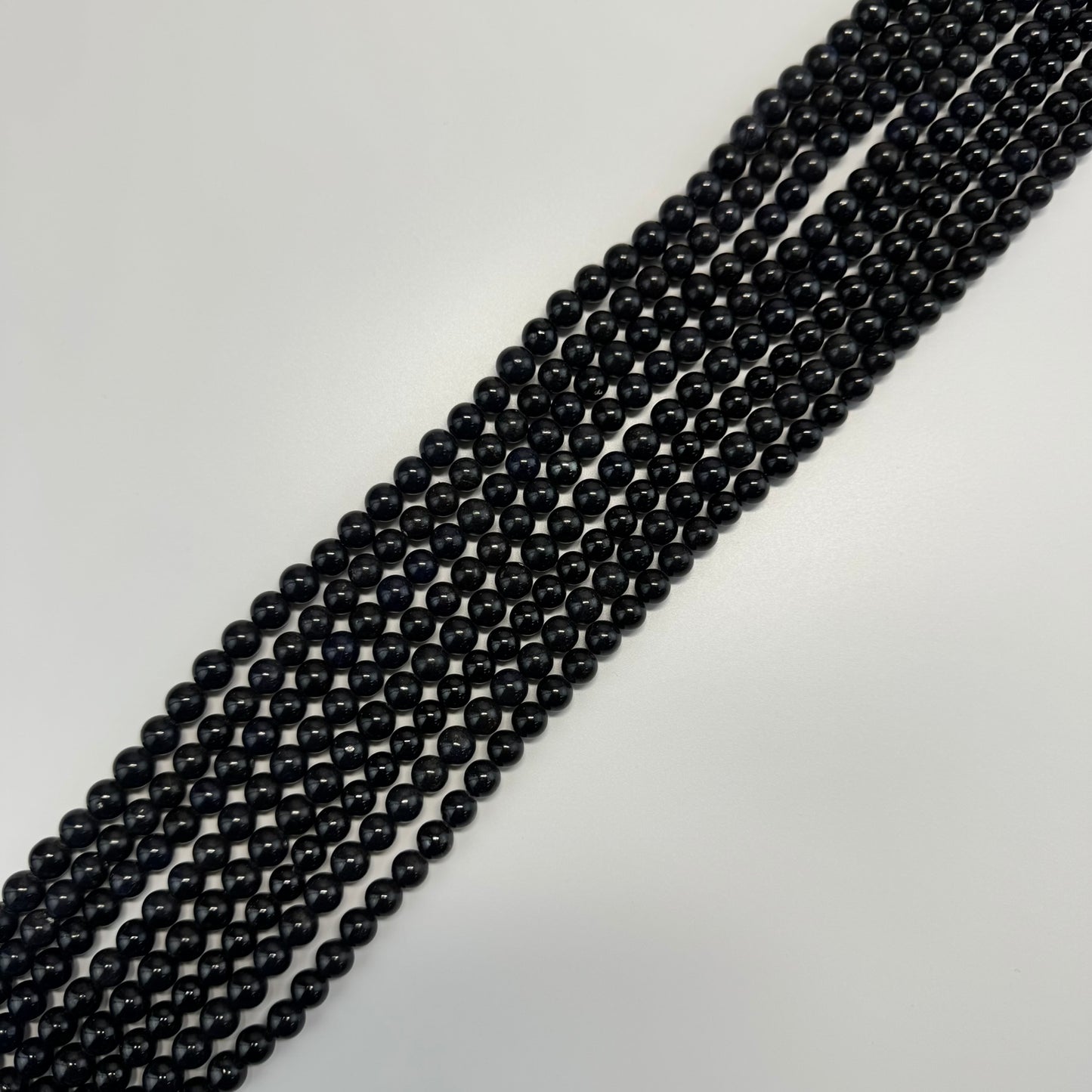 Sapphire Dark Blue Polished Round Precious Stone Beads - (AAA Quality)